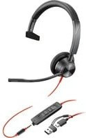 HP Poly Blackwire 3315 On-Ear Headset Schwarz mit USB-C und 3,5 mm Klinke, kabelgebunden Mono mit Mikrofon-Rauschunterdrückung - Bild 1