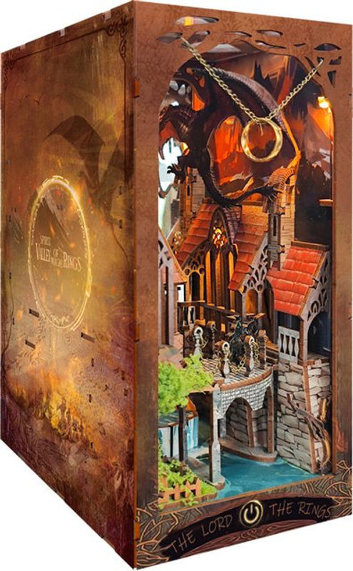 Tinamic DIY Buchecke Holz Miniatur Modellbausatz Geist Tal der Magie 3D Puzzle Buchstütze in Braun - Bild 1
