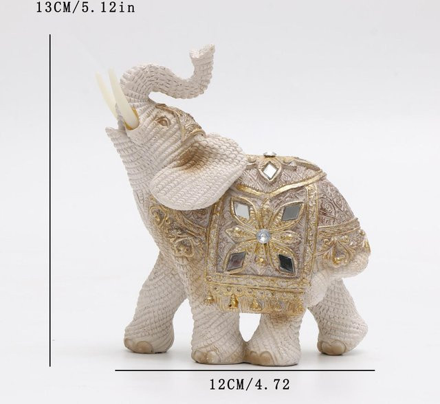 Yiran Furniture Feng Shui Elefanten Statue in Gold aus Harz zur Reichtumsattraktion für dein Home Office - Bild 1