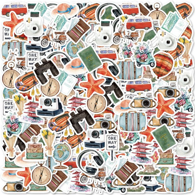 etori life Vintage Reise Graffiti Aufkleber, 46-teiliges Set, multicolor - Bild 1