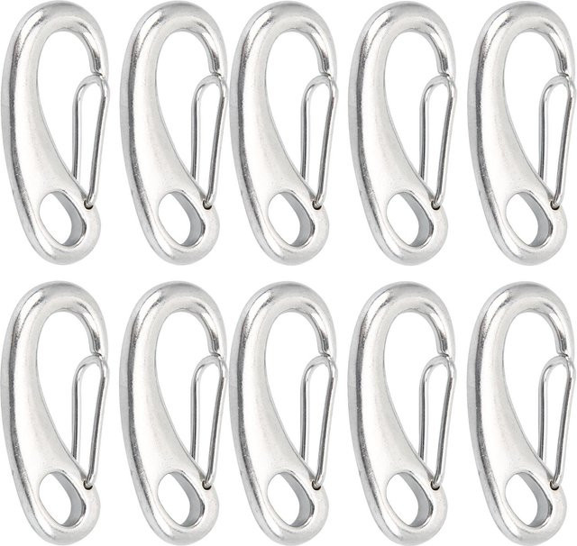 10 Stück Fishine Hochleistungs-Karabinerhaken aus Edelstahl in Silber, Marinequalität, Breite: 50 mm - Bild 1