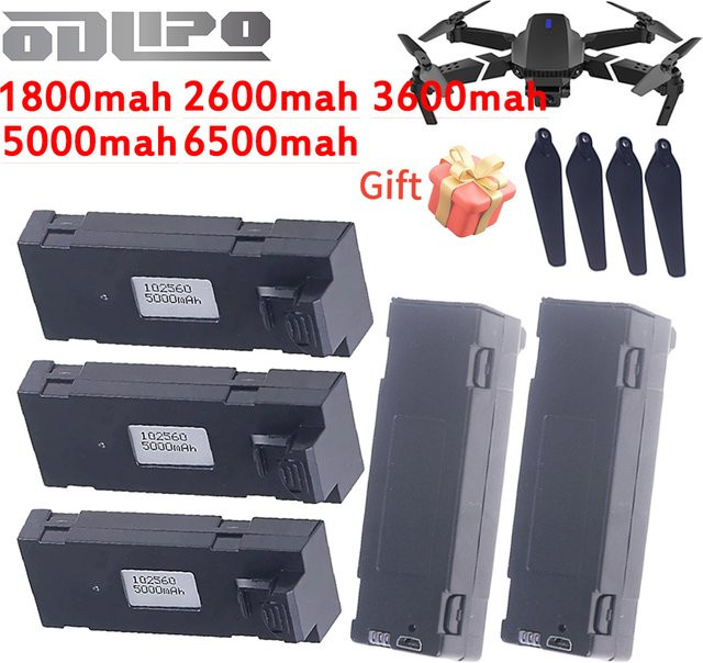GAOLAG Akku für E88 E88PRO E99 E525 E100 S98 F185 F195 RC Quadcopter, 1800mAh, 3,7V, Schwarz - Bild 1
