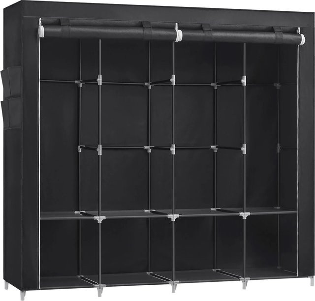 Songmics Kleiderschrank aus Vliesstoff mit 4 Hängefächern und Stahlrohren, Schwarz, H: 167 cm, B: 170 cm, T: 45 cm - Bild 1