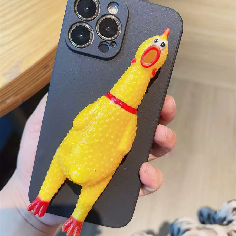 Lustige 3D Mini Scream Chicken Handyhülle aus Silikon für iPhone Modelle - Bild 2