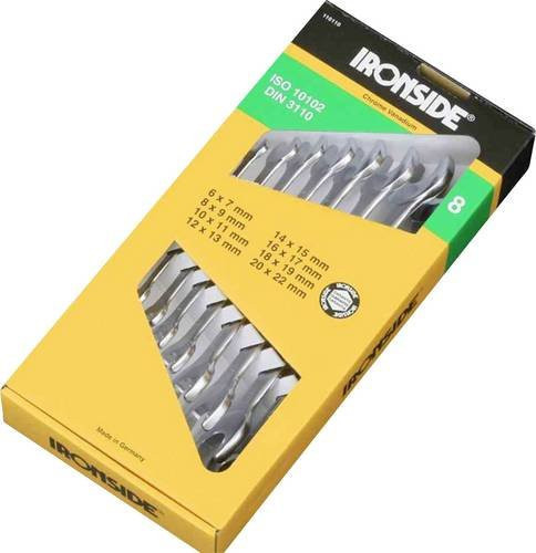 IRONSIDE 110110 Doppel-Maulschlüssel-Satz aus Chrom-Vanadium in Silber, Schlüsselweite metrisch 6 - 22mm - Bild 1