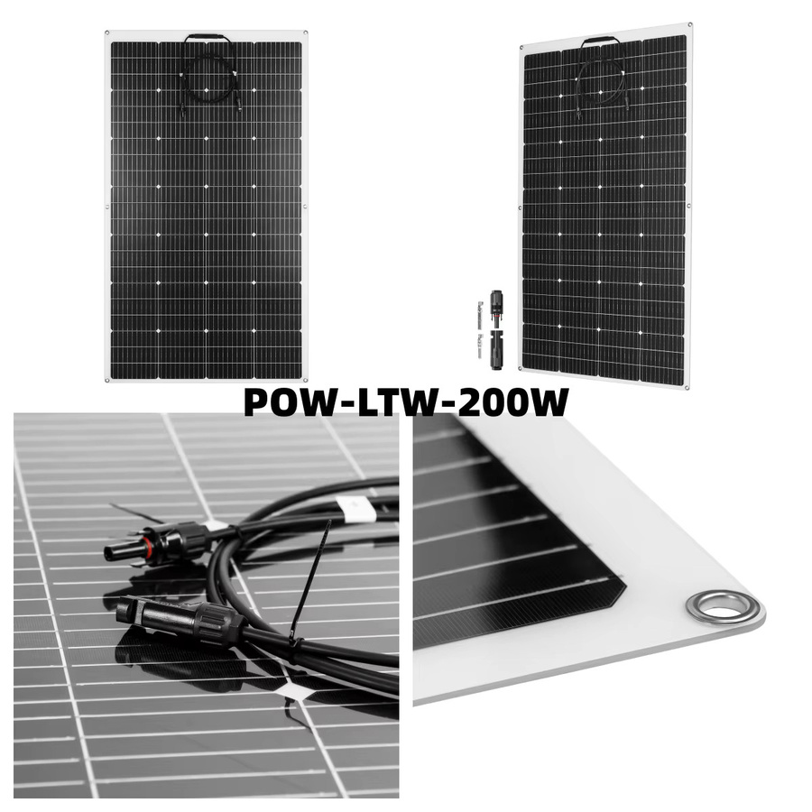 PowMr 200W Flexibles Monokristallines Solarpanel in Schwarz, Wasserdichtes Solar Ladegerät für Wohnmobil, Boot und Camping - Bild 7
