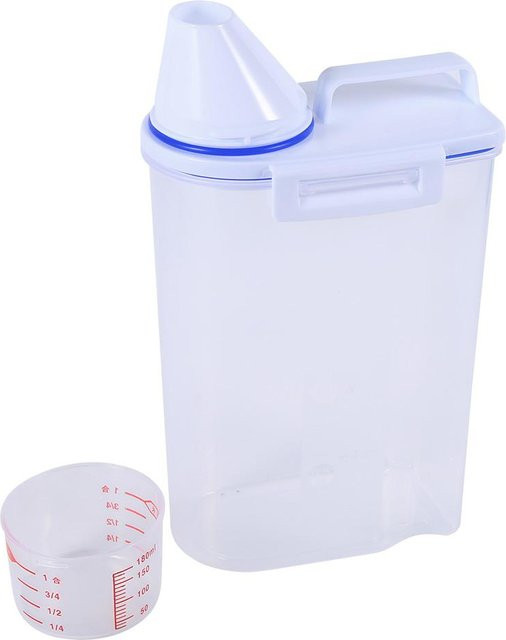 GoolRC Tiernahrung Lagerungs-Set für Hund und Katze mit Trockenfutter-Dispenser und Messbecher in Weiß - Bild 1