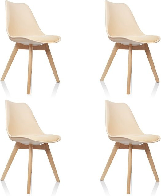 hjh OFFICE Schalenstuhl SCANDI in Beige aus Kunststoff ohne Armlehnen im skandinavischen Design - Bild 1