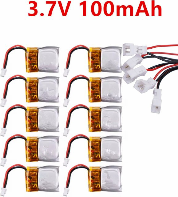 RC.BURST Li-Po-Akku 3,7V 100mAh mit 1,25mm Stecker für Hubsan Q4 und WLtoys V272 Mini RC Quadcopter Drohnen - Bild 1