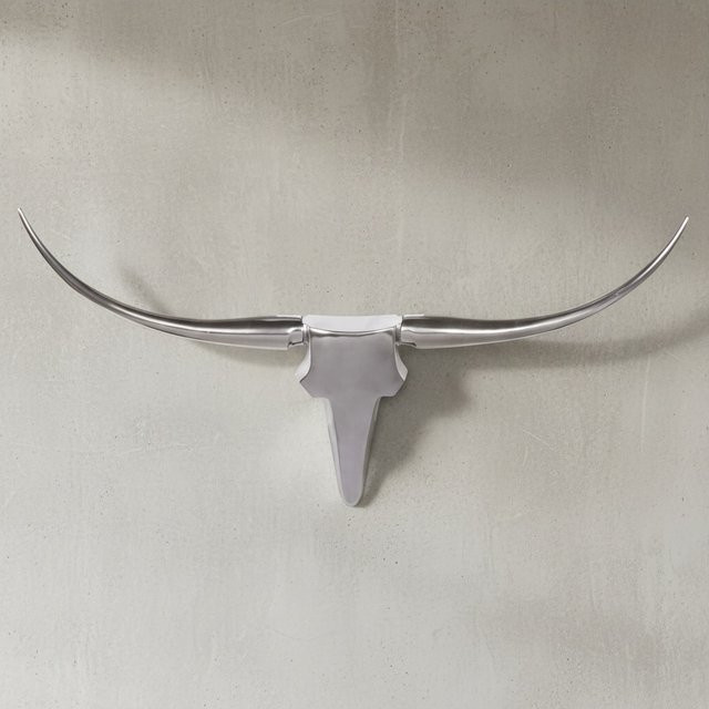 KADIMA DESIGN Wanddekoration Geweih aus Aluminium in Silber, B/H/T: 74 x 35 x 5 cm - Bild 1