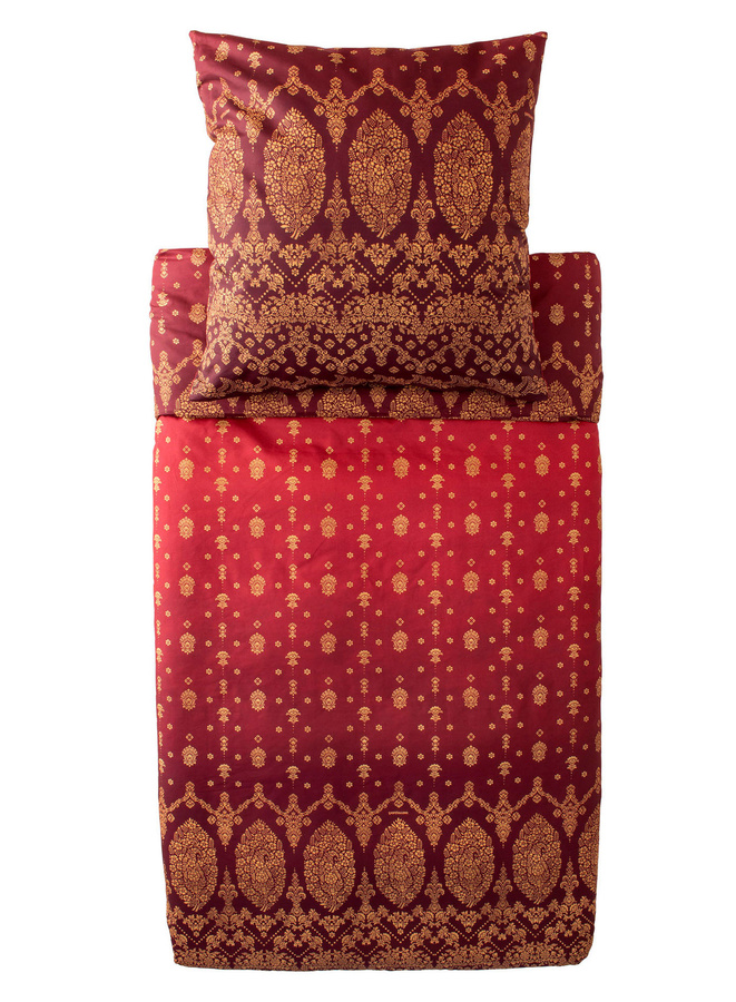 Bassetti Mako-Satin Bettwäsche GOLD DECOR in Bordeaux Rot mit Kissenbezug und Bettbezug - Bild 1