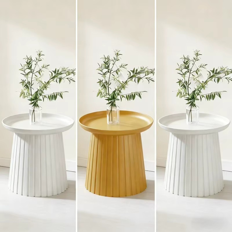 LIUSHADUOLA Couchtisch im skandinavischen Design mit pilzförmigem Stil in Beige und Weiß matt - Bild 2