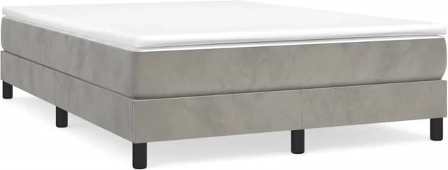 vidaXL Boxspringbett in Hellgrau mit Samtbezug, B/T: 140 x 190 cm - Bild 1