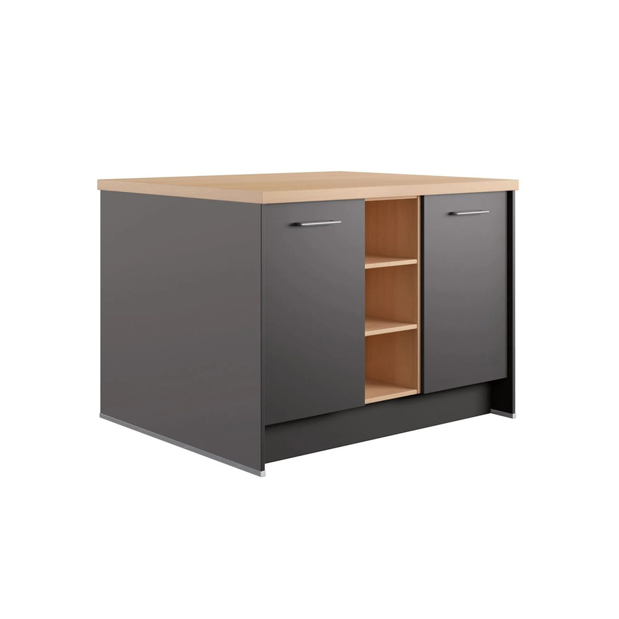 Kücheninsel Impuls Küchen IBZ4123J3 in Grafit mit modernem Design und Soft-Close-Türen, Breite: 123,4 cm - Bild 2