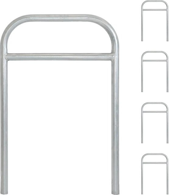 TRUTZHOLM 5er Set Fahrradanlehnbügel Typ H aus Stahl in Grau und Silber, H x B x T: 115 x 78 x 49 mm - Bild 1
