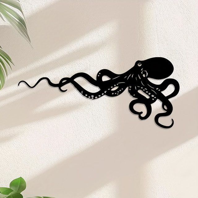CIFBUY Vintage Oktopus Wandkunst aus Metall in Schwarz als nautische Meeresdekoration - Bild 1