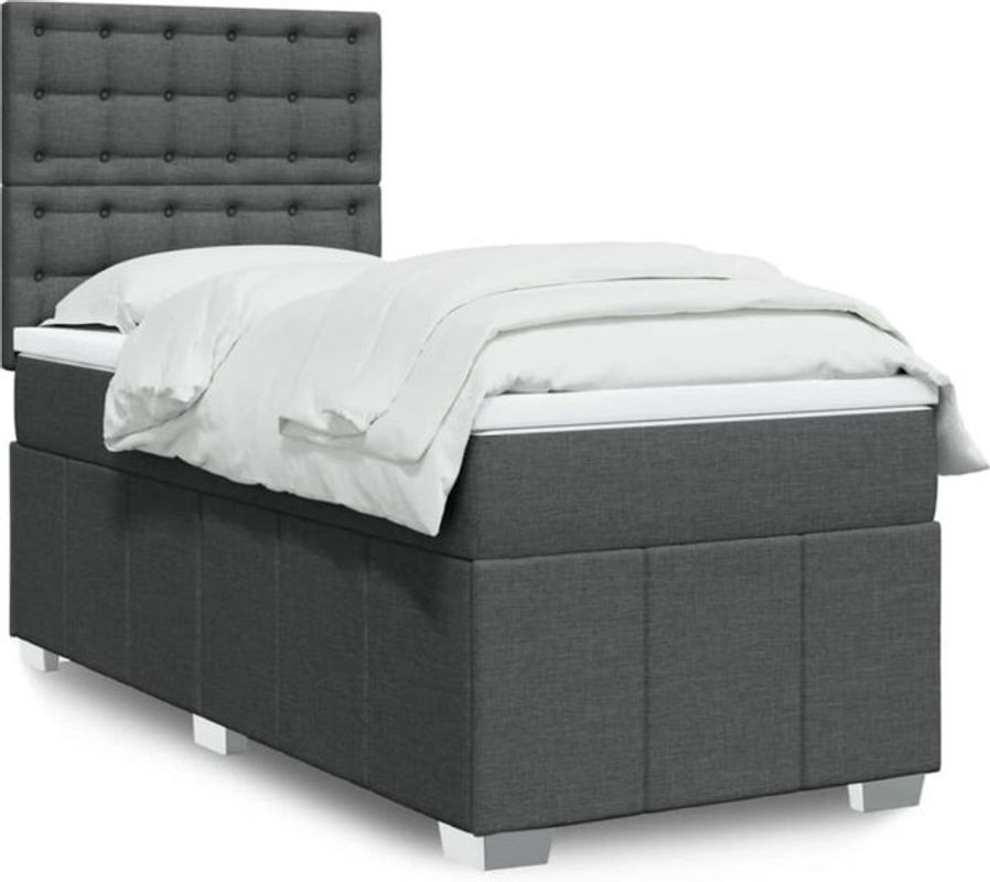 vidaxl Boxspringbett mit Matratze aus Stoff in Dunkelgrau B/T/H: 200 x 100 x 140,5 cm - Bild 1
