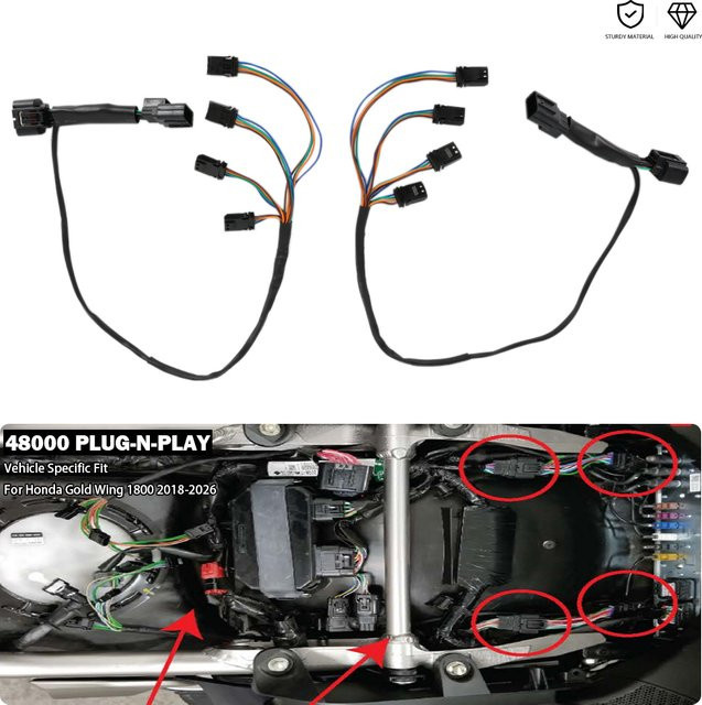 GUANTENGYU 4XP LED-Beleuchtungskabelbaum-Kit Plug-n-Play für Honda Gold Wing 1800 Tour DCT F6B 2018-2026, Schwarz - Bild 1