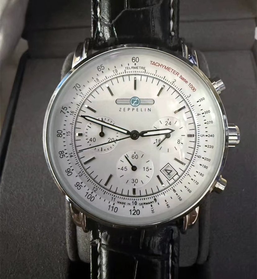 Zeppelin Chronograph, Automatik, Edelstahl, Leder, Herren - Bild 1