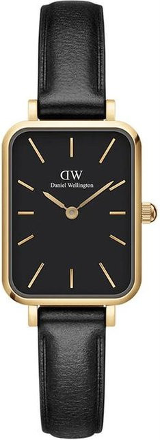 Daniel Wellington Damenuhr, Quarz, Messing, Gold, Leder, 20 mm, Schwarz - Bild 1