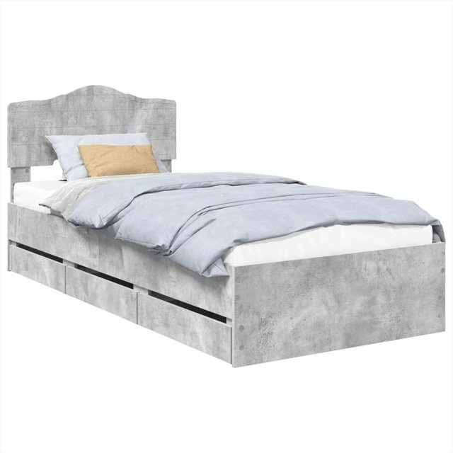 vidaXL Bettrahmen mit Kopfteil aus Ingenieurs-Holz in Beton Grau, Breite: 75 cm, Länge: 190 cm - Bild 1