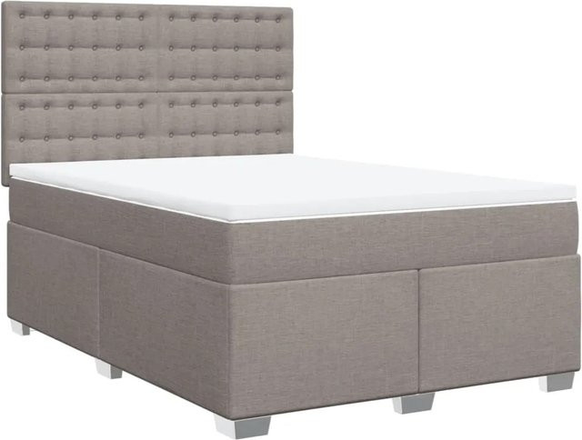 vidaXL Boxspringbett mit Matratze Hybrid-Design in Taupe, B/T/H: 160 x 200 x 140,5 cm - Bild 1