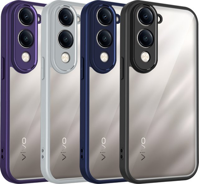 Silikon Handyhülle für Vivo Y04, Vivo Y29s 5G, Vivo T4 lite und IQOO Z10lite in Transparent mit matter Rückseite und Luftpolster-Bumper - Bild 1