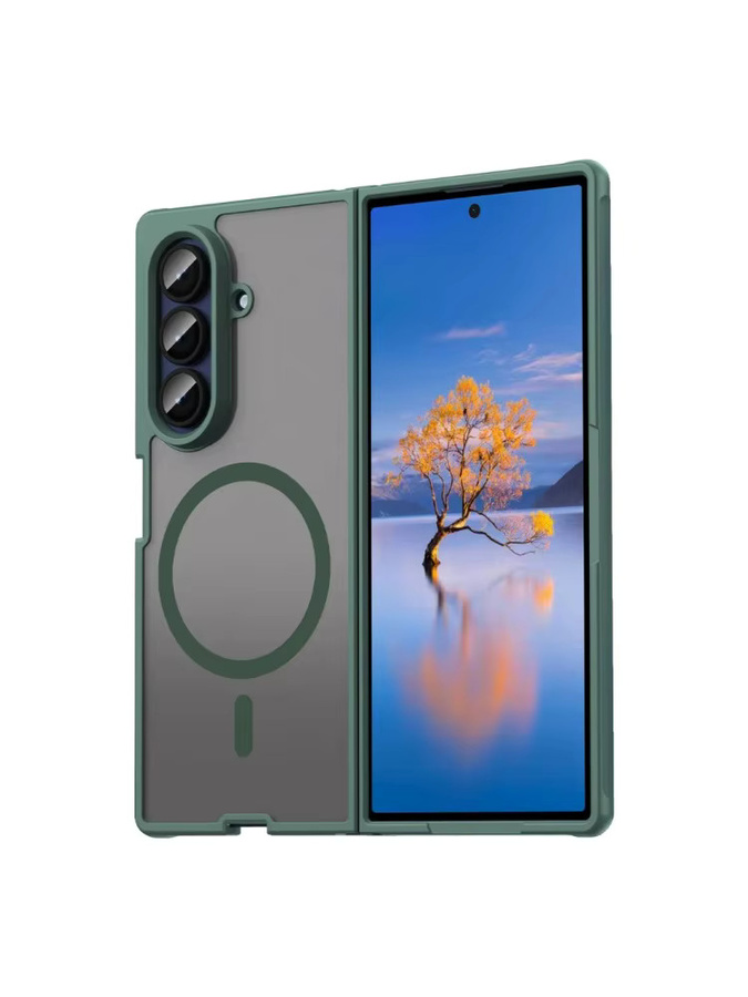 Schutzhülle für Samsung Galaxy Z Fold 7, matte und transparente magnetische TPU PC Handyhülle in Blau, stoßfest und kompatibel mit kabellosem Laden - Bild 5