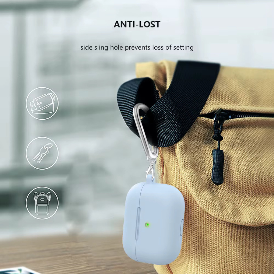 Stoßfeste Silikon-Schutzhülle für Apple AirPods Pro 1 in Weiß mit Haken - Bild 2