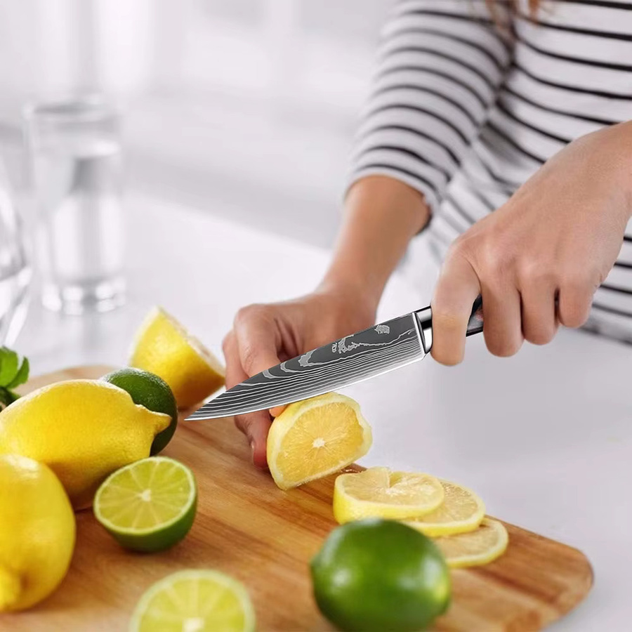 XITUO Küchenmesser-Set aus 7Cr17Mov Edelstahl in Silber mit ergonomischem Pakkaholz-Griff, 1-9 Stück - Bild 2