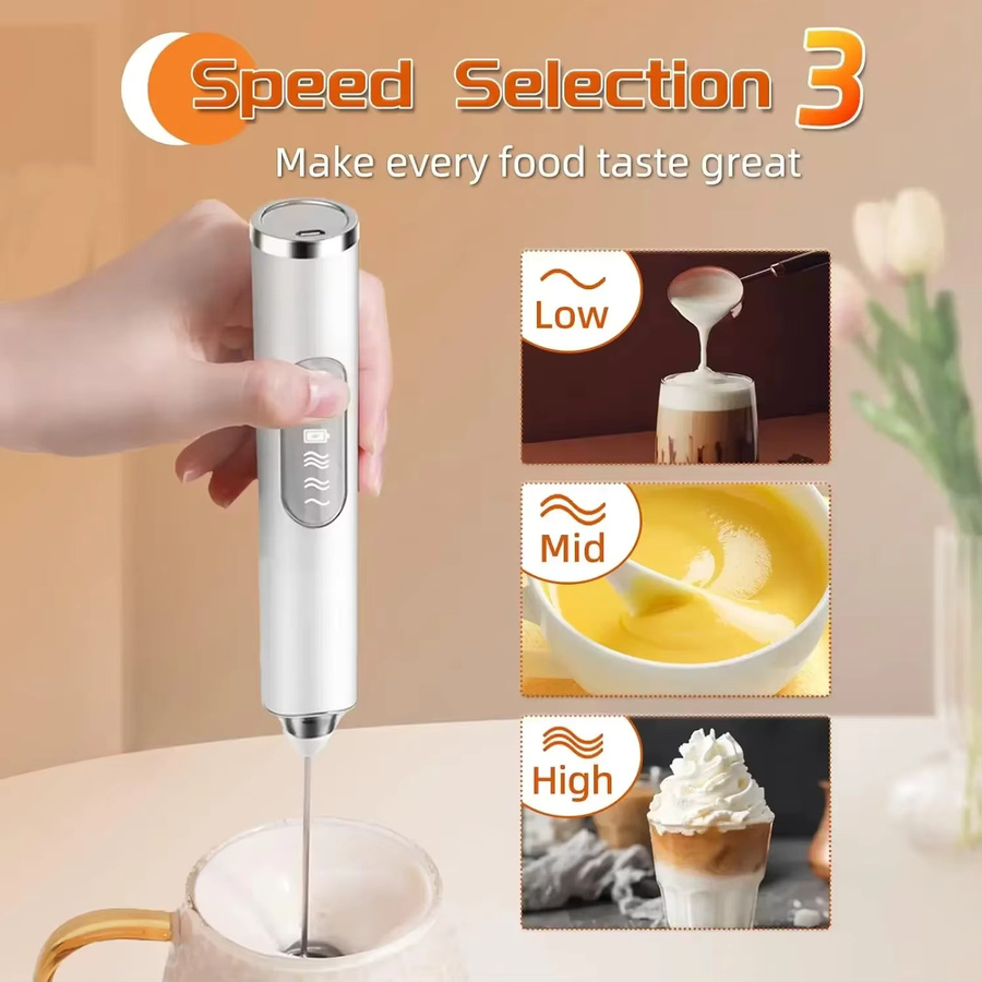XIADYINJIA Elektrischer Kaffee-Milchaufschäumer und Handmixer in Weiß - Bild 2