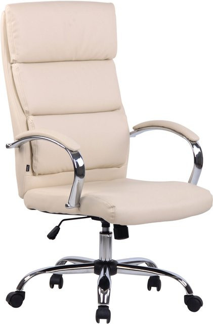 TPFLiving Bürostuhl Bradley aus Kunstleder in Beige mit Armlehnen und Rollen, B/T/H: 64,0 x 70,0 x 136,0 cm - Bild 1