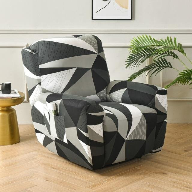Yiran Furniture Stretch Plain Recliner Sofabezug aus Polyester, schmutzabweisend und elastisch, 4-teiliges Set für Liegesessel - Bild 1