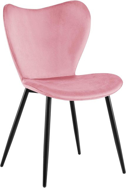 CLP Esszimmerstuhl Maika Polsterstuhl im Retro-Design mit Samtbezug in Pink, ergonomischer Küchenstuhl mit Metallgestell, belastbar bis 150 kg - Bild 1