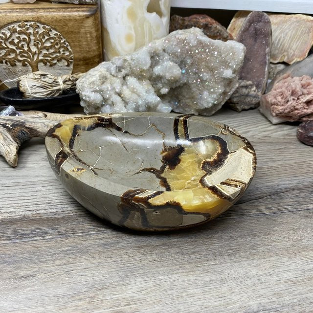 CrystalHola Septarian Schüssel aus poliertem Naturstein in Mehrfarbig, runde Dekoschale für dein Zuhause oder Büro - Bild 1