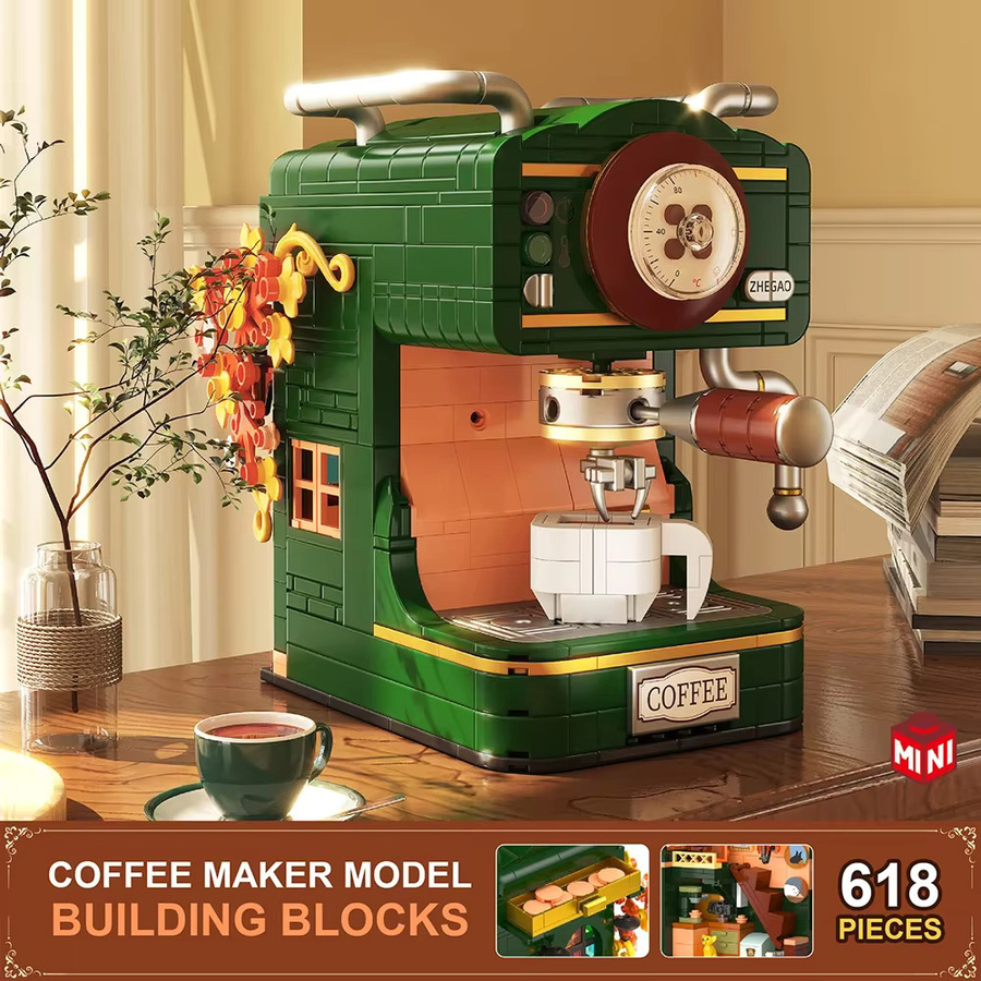 Kmoist Micro Bricks Blocks Realistisches Vintage-Kaffeemaschinen-Bausteinmodell - Bild 2