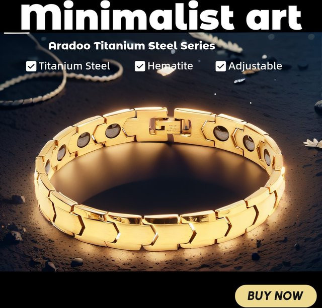 Aradoo Armband, Titan Stahl, Hämatit, Pfeil Design, Herren - Bild 1