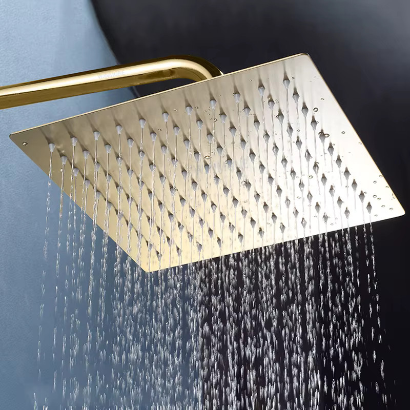 WJNMONE Luxus-Regendusche aus Edelstahl in Gold, quadratischer Duschkopf mit Drucksteigerungsfunktion - Bild 2