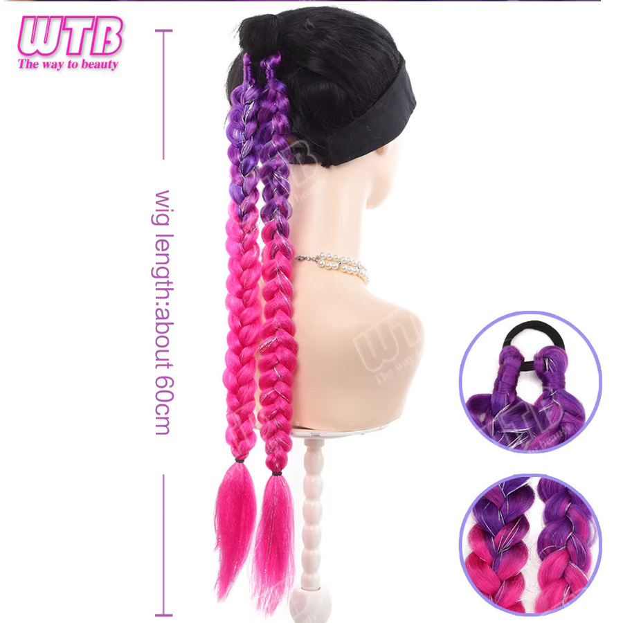 WTB Gradient Braided Synthetic Wig, doppelt geflochtene Pferdeschwanz-Perücke, Damen - Bild 4