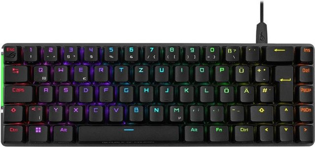 ASUS ROG Falchion Ace HFX Gaming-Tastatur, 65% Compact, Mechanisch mit ROG NX Red Switches, Touchpanel, Backlit, USB-C, QWERTZ Deutsch, Schwarz - Bild 2
