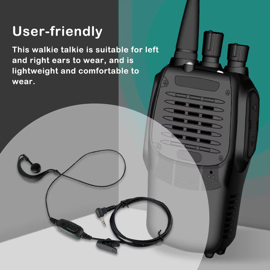 Ergonomische Walkie Talkie Kabelkopfhörer mit Mikrofon und Tastenbedienung, 20-Pin 2,5mm, Schwarz - Bild 4