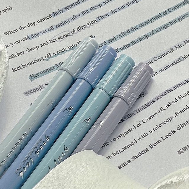 4er Set Doppelspitzen-Textmarker in Pastellfarben mit Keilspitze und feiner Spitze für Journaling, Schule und Büro - Bild 1