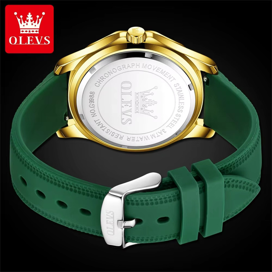 OLEVS Armbanduhr Quarz, Silikonarmband, Grün, Herren - Bild 4
