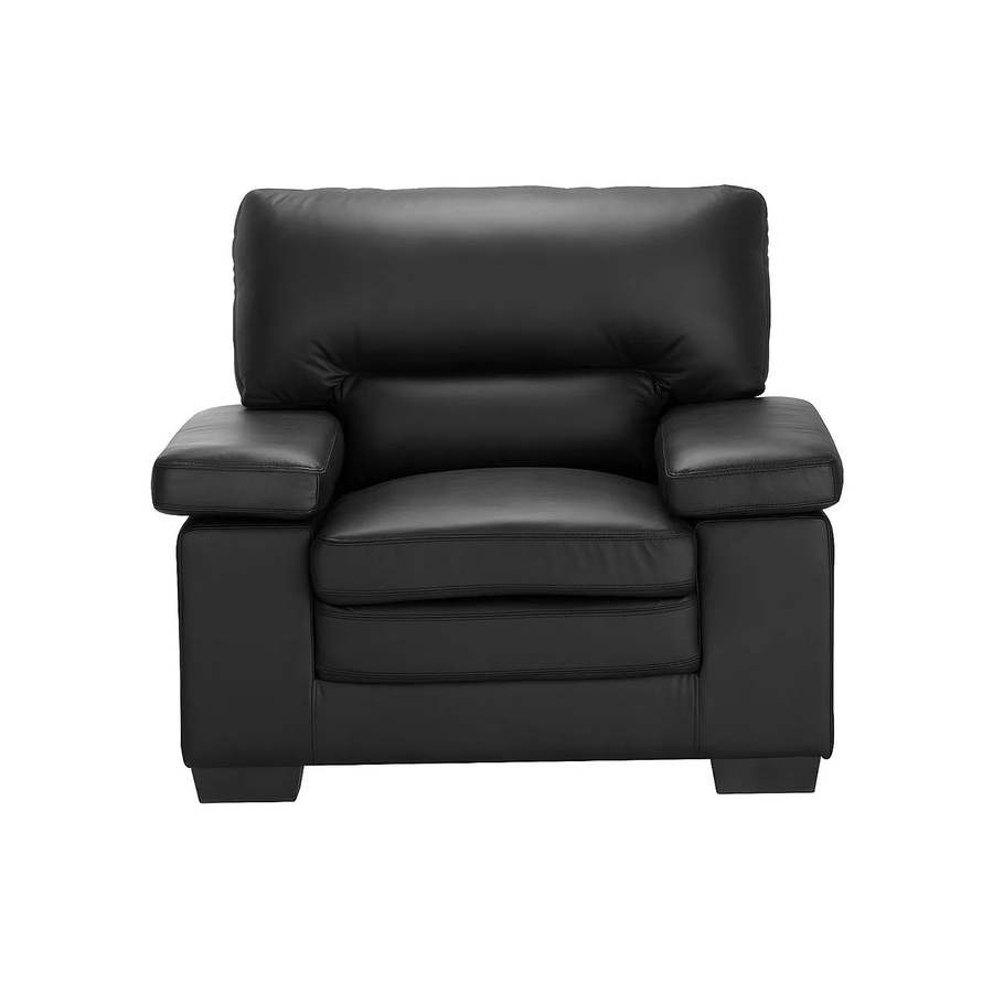 Vente-unique Sessel Mimas mit gerader Rückenlehne aus schwarzem Büffelleder, Höhe: 109 cm - Bild 2