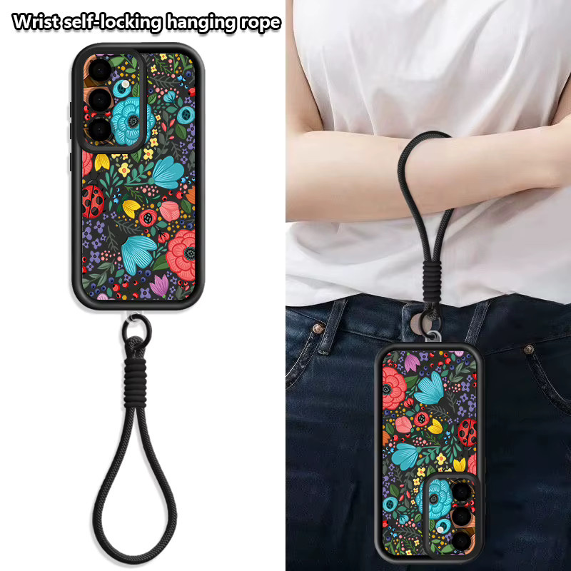 Samsung Handyhülle mit Trageriemen und romantischem Gartenmuster in Rot und Multicolour für Galaxy S25 S24 S23 S22 Ultra S24 FE S25 Edge - Bild 2