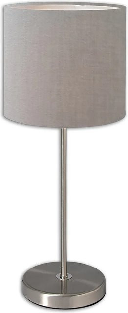 Näve Tischleuchte New York Grau mit Chrom-Gestell, H x B x T: 38.5 x 18.5 x 18.5 cm - Bild 1