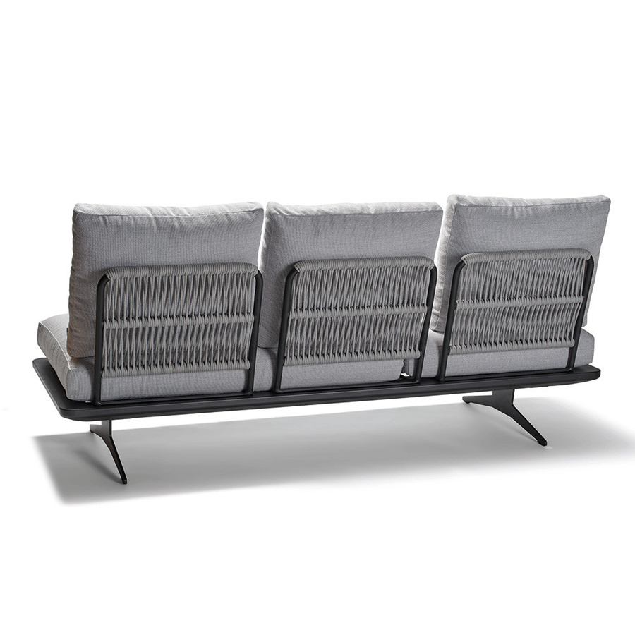 Stern Lounge Liege Enya aus Aluminium in Anthrazit Matt mit Kordel Rückenteilen und perlgrauem Polyacryl Kissenset - Bild 2