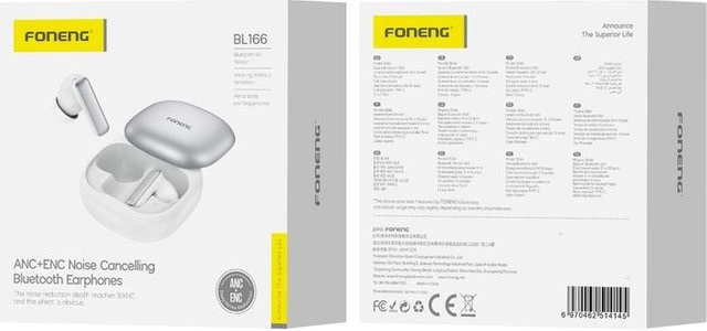 Foneng Drahtlose In-Ear Kopfhörer mit ANC und ENC in Silber für iPhone, iPad und Android - Bild 1