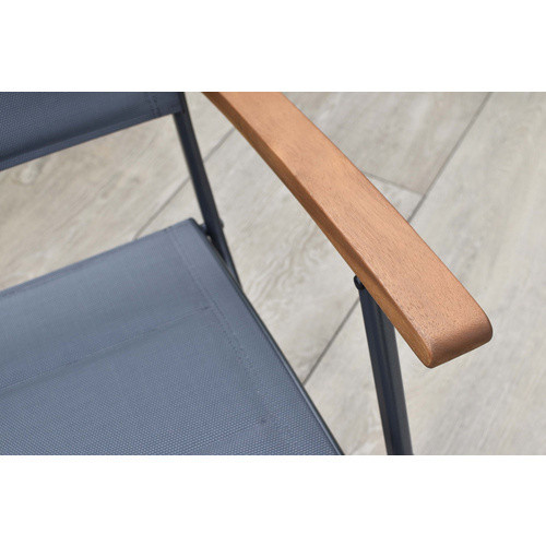 Merxx Paxos Gartensessel 2er-Set grau, klappbar mit Polsterung aus Aluminium, Textil und Akazie, B/H/T: 52,5 x 91 x 64 cm - Bild 3