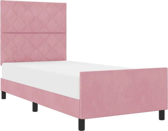 vidaXL Boxspringbett mit Kopfteil in Rosa aus Samt, B/T/H: 90 x 190 x 140 cm - Bild 1